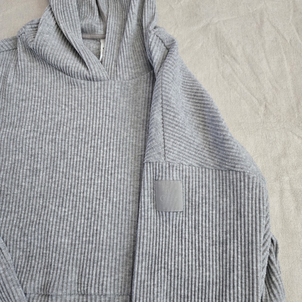 Alo Ribbed Cropped Hoodie - Picture 3 of 6